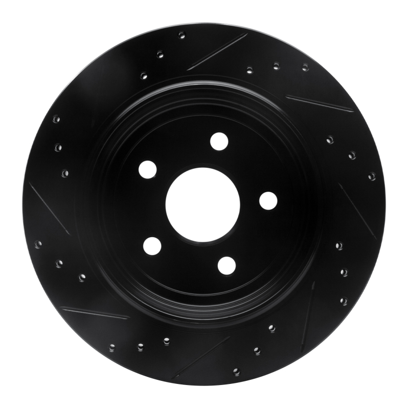 Dodge Durango Brake Rotor (1) - Rear Right - R1 Concepts - Drilled & Slotted - Black - `11-`25